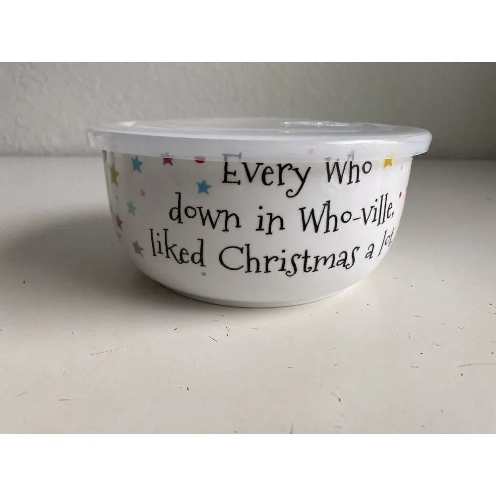 The‎ Grinch Whoville Christmas Ceramic Storage Bowl Container Pressure Lid LARGE